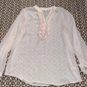 Women’s chiffon light cream 3/4 sleeve blouse top size large